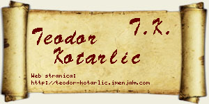 Teodor Kotarlić vizit kartica